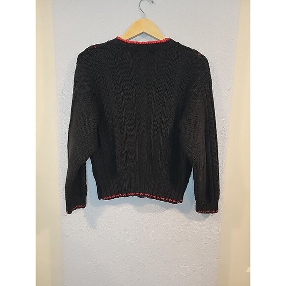 Vintage Liz Sport Chunky Cardigan Knit Sweater V Neck Sz SP 80's 100% Cotton‎ - Picture 6 of 7